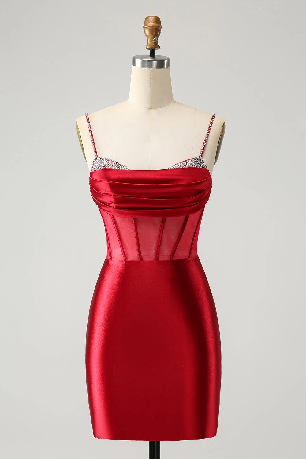 DingJi Wedding's eye-catching sparkling bead tight corset satin short Homecoming Dresses